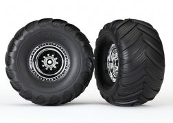 Tires & wheels, assembled, glued (chrome wheels, Terra Groove dual profile tires, foam inserts) - 3663X