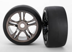 Tires & wheels, assembled, glued (split-spoke, black chrome wheels, slick tires (S1 compound), foam inserts) (rear) (2)