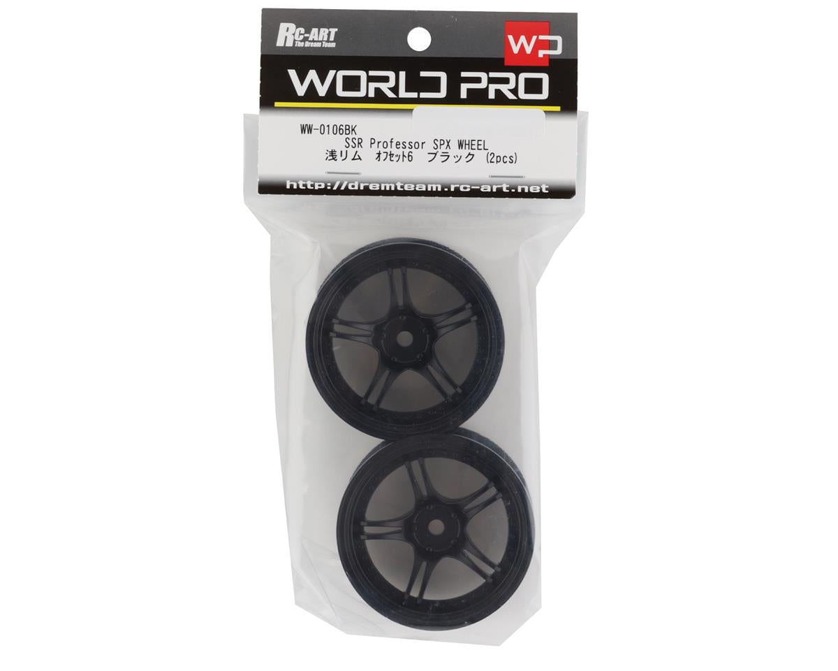 RC Art SSR Professor SPX 5-Split Spoke Drift Wheels (Black) (2) (6mm Offset) w/12mm Hex - RCA-ART-WW-0106BK