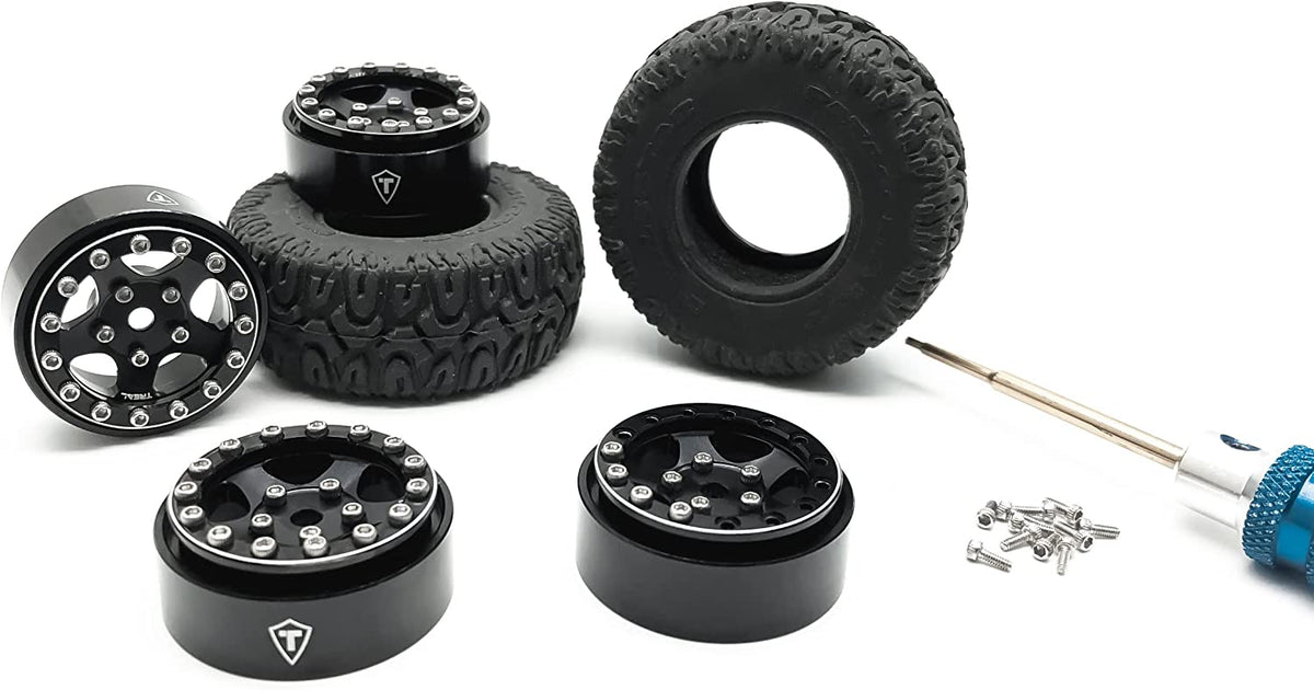 Axial SCX24 Aluminum Beadlock Rims Black - TRC-137