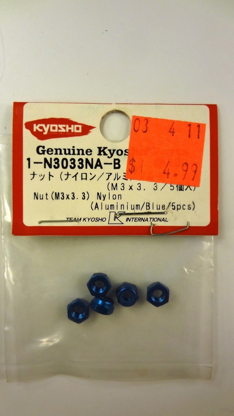 NUT (Nylon/Aluminium/Blue/M3x3.3/5pcs)