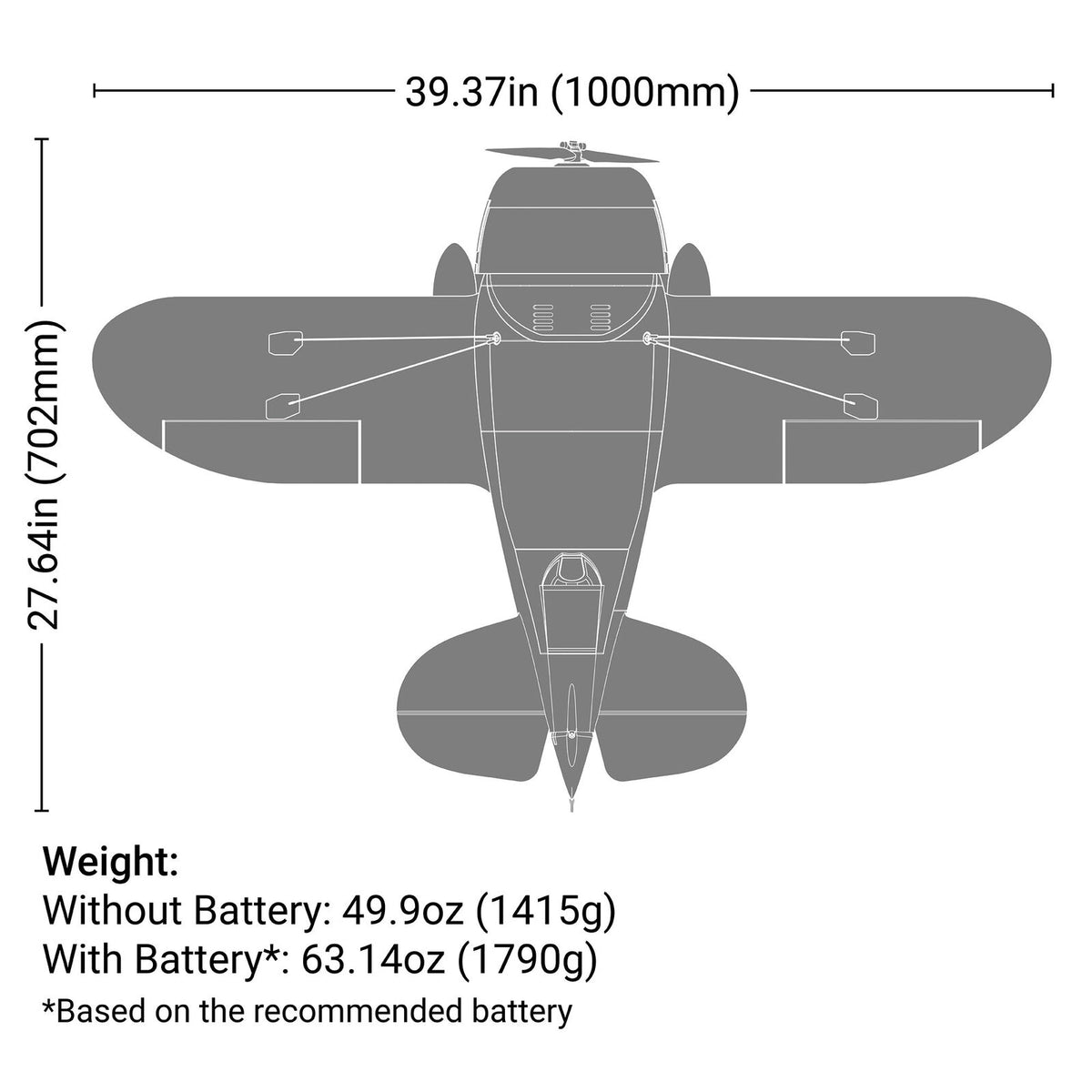 EFL020550 Gee Bee R-2 1.0m BNF Basic with AS3X+ and SAFE Select