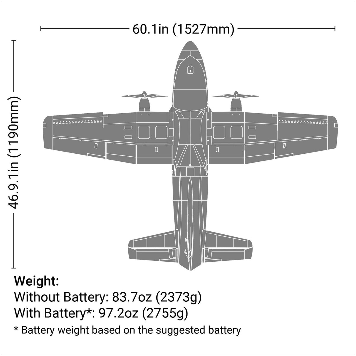 EFL15750 EC-1500 Twin 1.5m BNF Basic with AS3X and SAFE Select