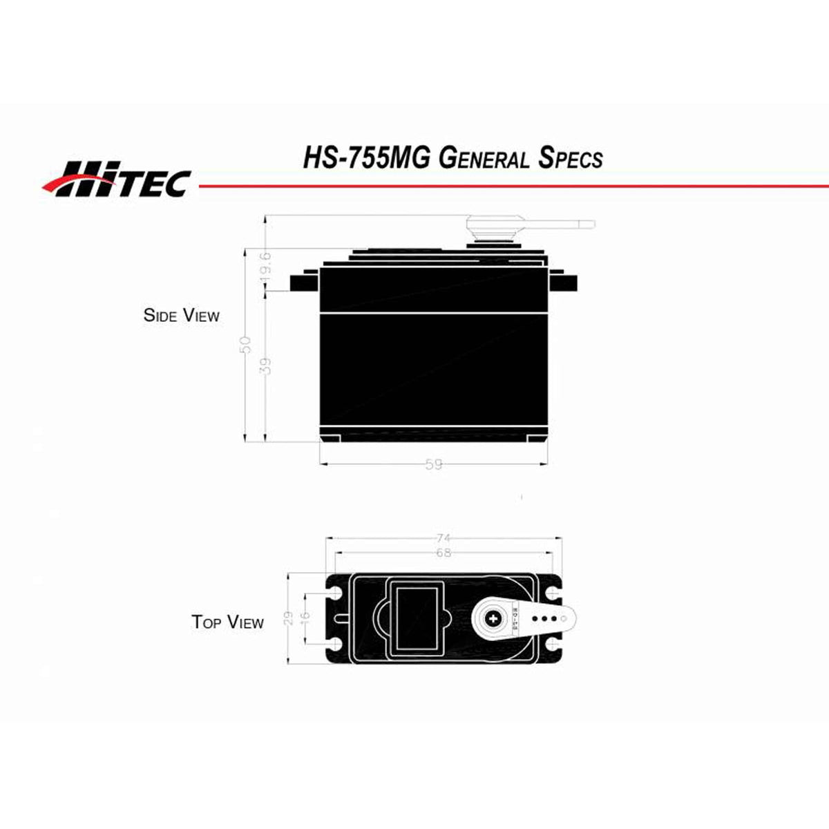 HRC32755S RCD Inc HS-755MG Giant Scale Analog Metal Gear Servo