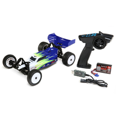 1/16 Mini-B 2WD Buggy Brushed RTR, Blue/White - LOS01016T1