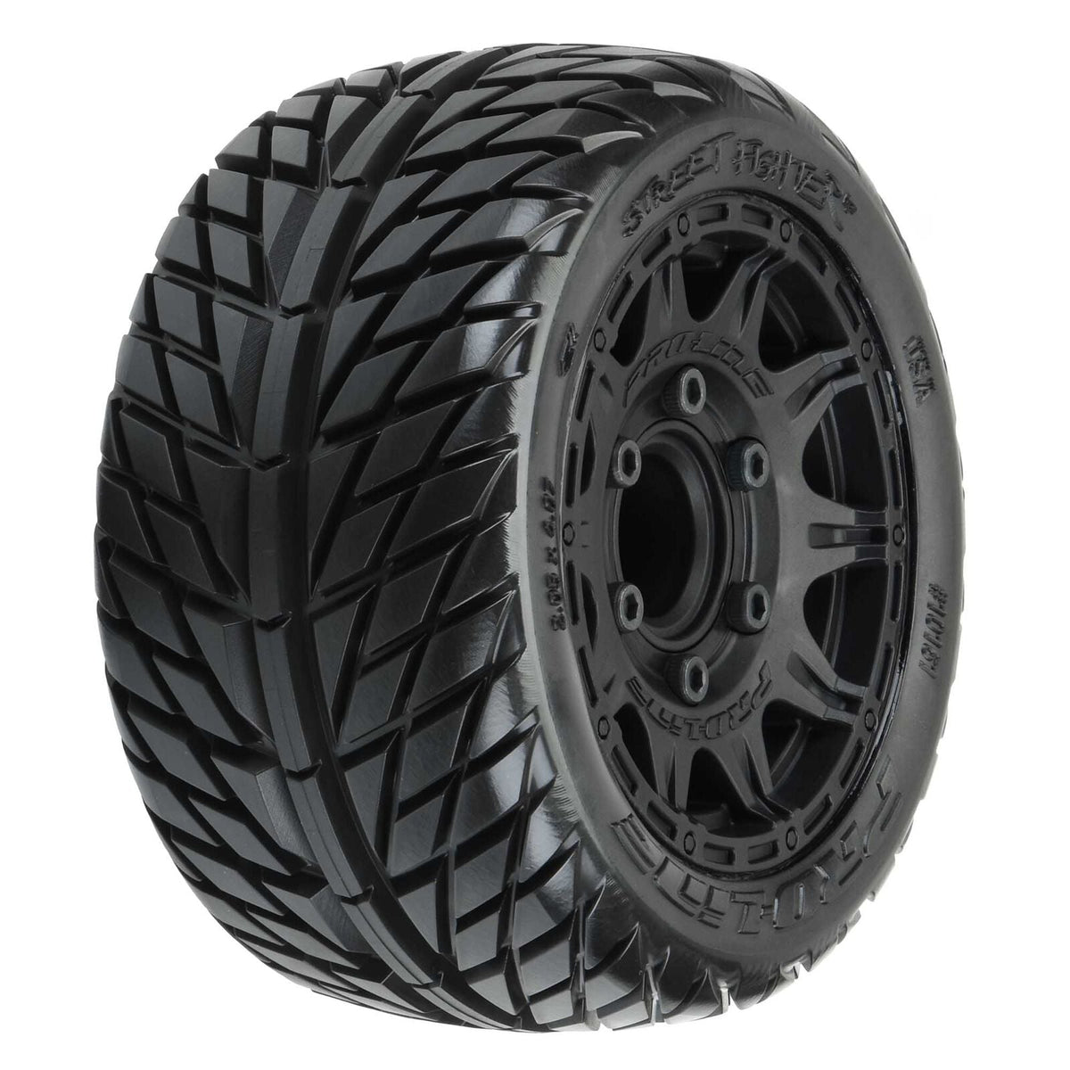 1/10 Street Fighter LP Fr/Rr 2.8" MT Tires Mounted 12mm Blk Raid (2) - PRO1016110