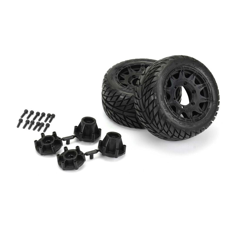 1/10 Street Fighter LP Fr/Rr 2.8" MT Tires Mounted 12mm Blk Raid (2) - PRO1016110