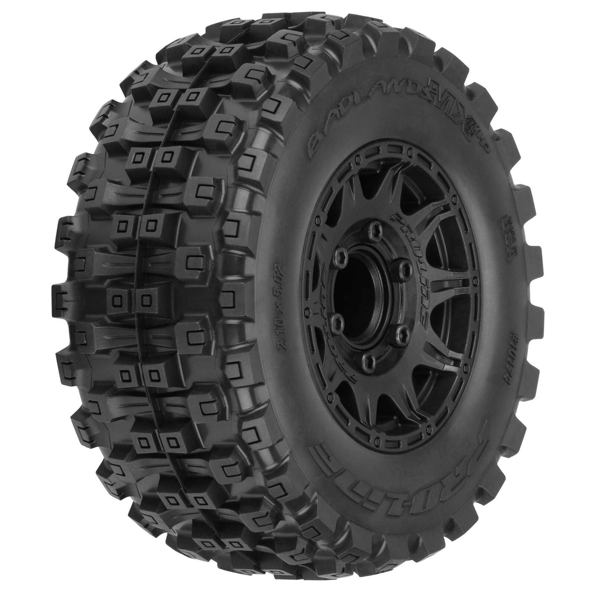 1/10 Badlands MX28 BELTED F/R 2.8" MT Tres Mounted 12mm Blk Raid (2) - PRO1017410