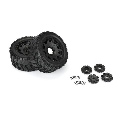 1/6 Masher X HP BELTED F/R 5.7” Tires MTD 24mm Blk Raid 8x48 Hex (2) - PRO1017611