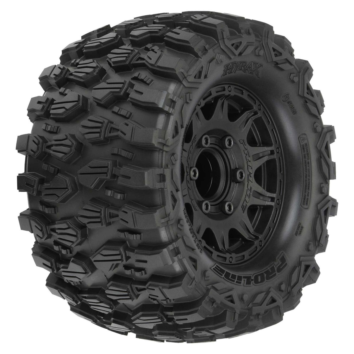 1/10 Hyrax Front/Rear 2.8" MT Tires Mounted 12mm Black Raid (2) - PRO1019010