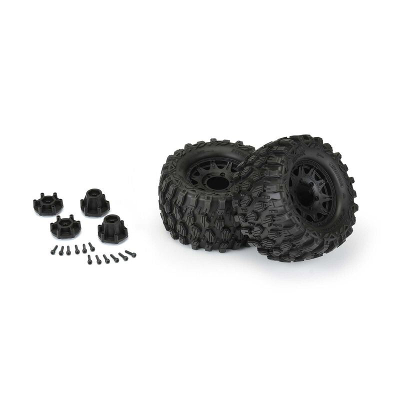 1/10 Hyrax Front/Rear 2.8" MT Tires Mounted 12mm Black Raid (2) - PRO1019010