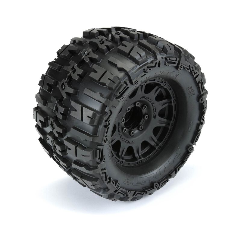 1/8 Trencher X F/R 3.8" MT Tires Mounted 17mm Blk Raid (2) - PRO118410