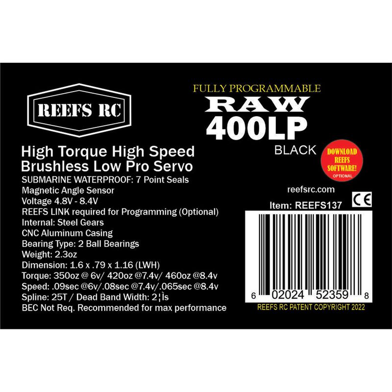 RAW 400 Standard Digital Metal Gear Waterproof Programmable Servo, Black - SEHREEFS137