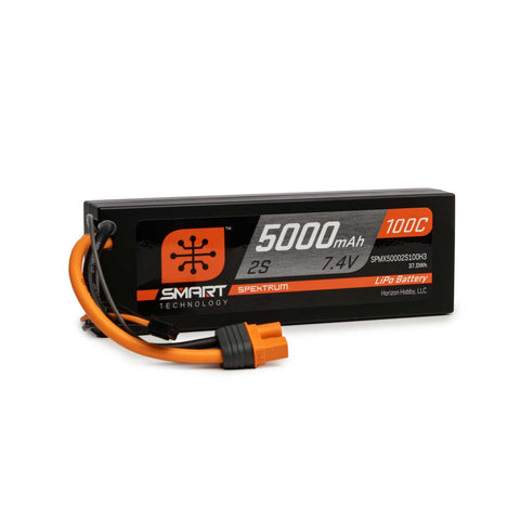 7.4V 5000mAh 2S 100C Smart Hardcase LiPo Battery: IC3 - SPMX50002S100 H3