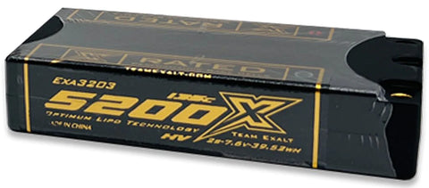 Exalt - Exalt X-Rated 2S 135C LCG Hardcase Shorty Lipo Battery (7.6V/5200mAh) w/5mm Bullets - EXA3203