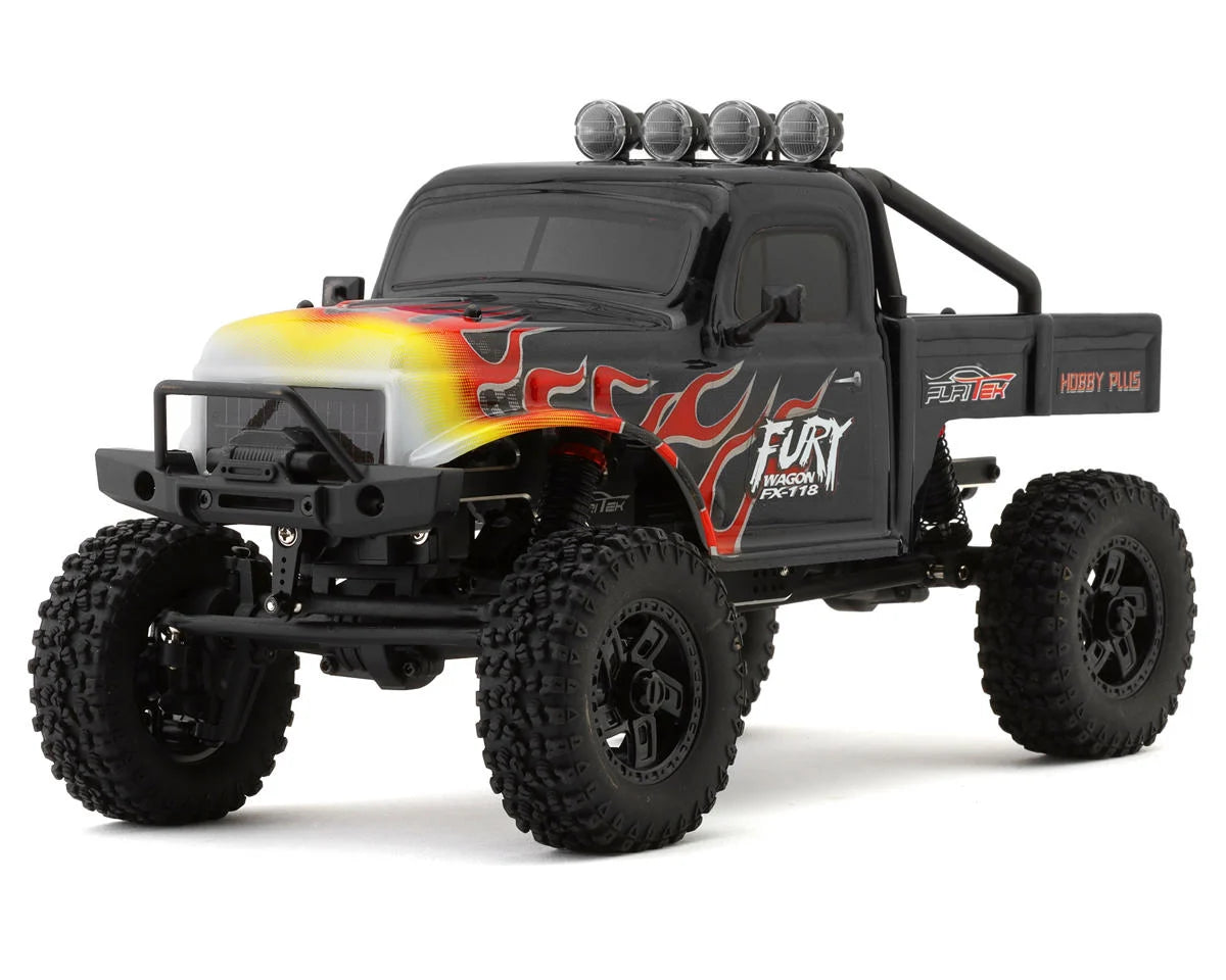 Furitek FX118 Fury Wagon 1/18 RTR Brushless Rock Crawler (Black/Flames) - FTK-FUR-2411