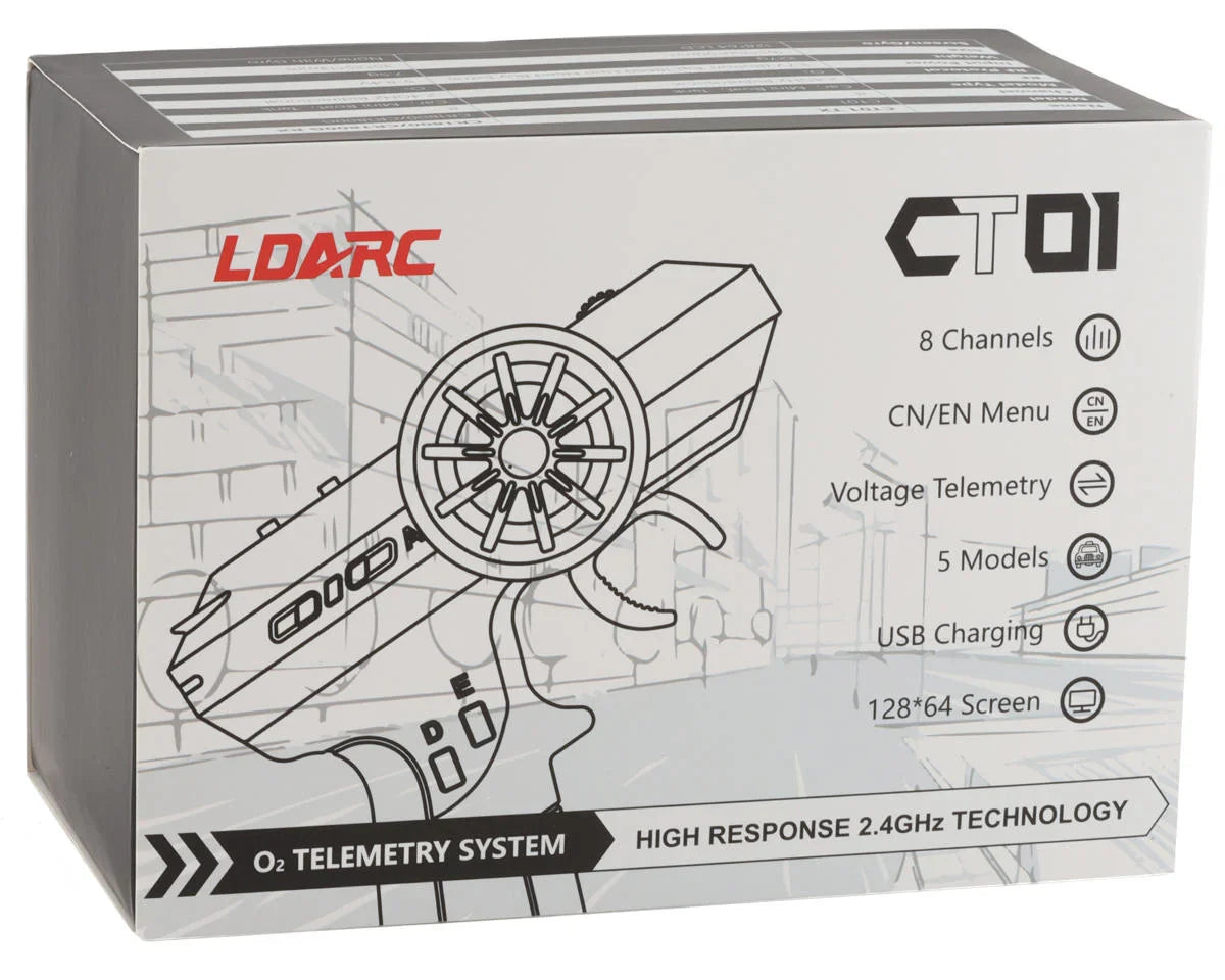 Hobby Porter CT01 8-Channel 2.4Ghz Telemetry Radio (White) w/CR1800 Receiver & Battery - HP029.L0702