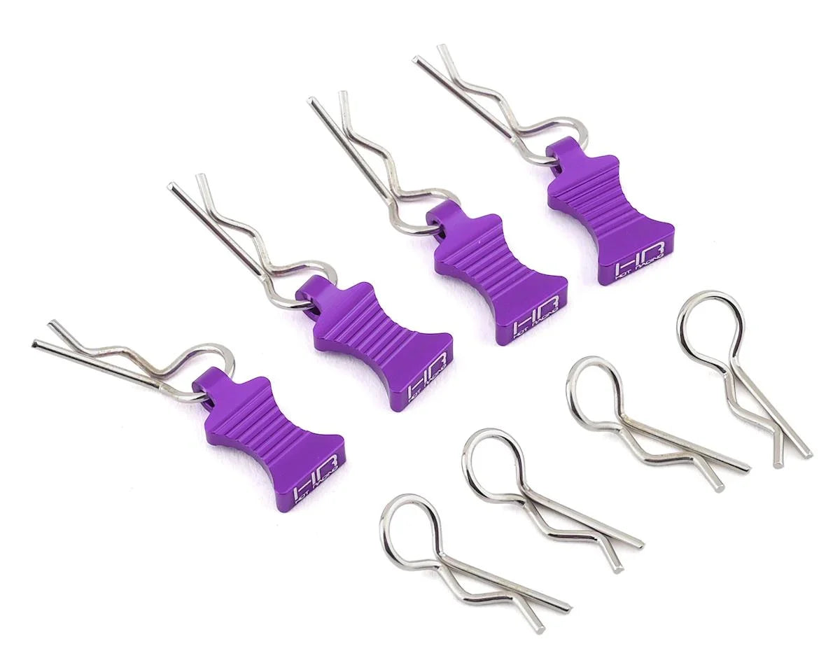 Hot Racing 1/10 Aluminum EZ Pulls w/Body Clips (Black) (4) - HRAAC03EZ01