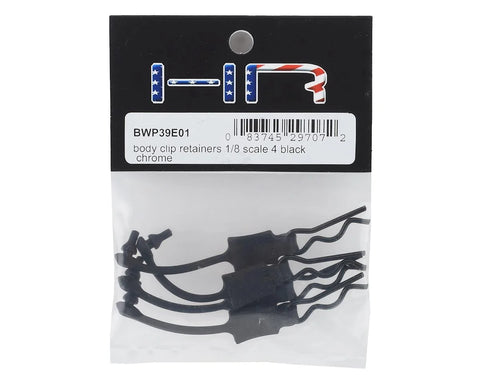 Hot Racing 1/8 Body Clip Retainers (Black) (4) - HRABWP39E01