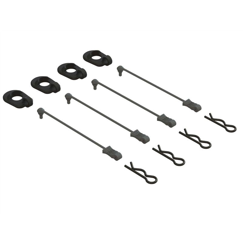Arrma Body Clip Retainers, Black (4): 1/5 Scale