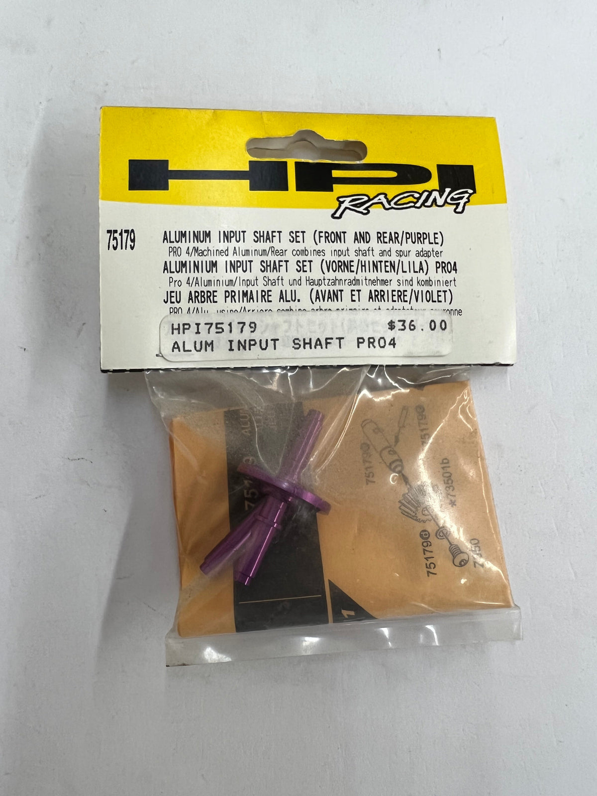 HPI 75179 ALUMINUM INPUT SHAFT (FRONT AND REAR/PURPLE) PRO 4