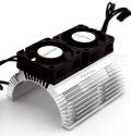 PHBPH1289SILVER Powerhobby Heat Sink w Twin Turbo High Speed Cooling Fans 1/8 Motors-Silver