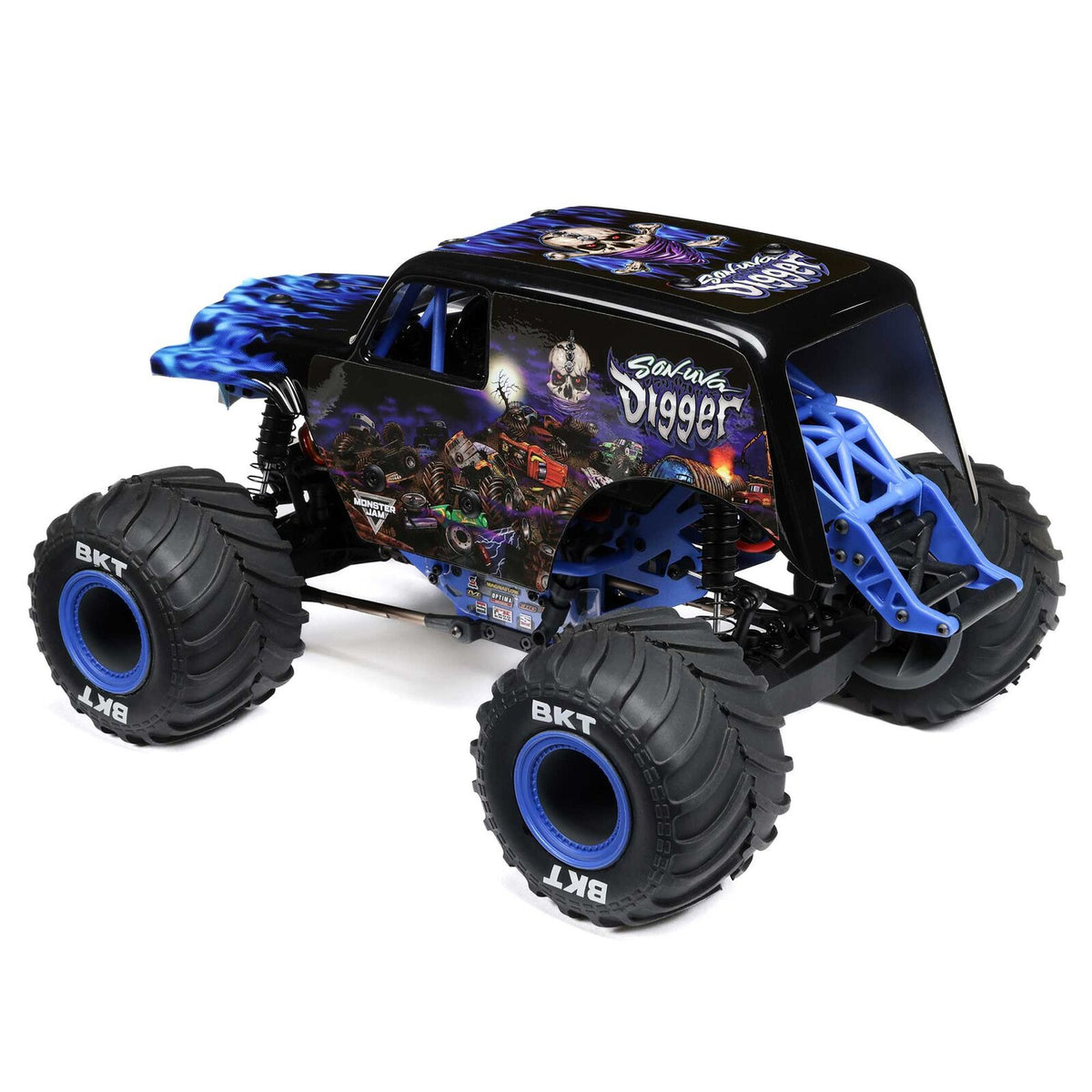 1/18 Mini LMT Son Uva Digger 2S 4X4 RTR Brushed Monster Truck (Battery & Charger Included), Blue