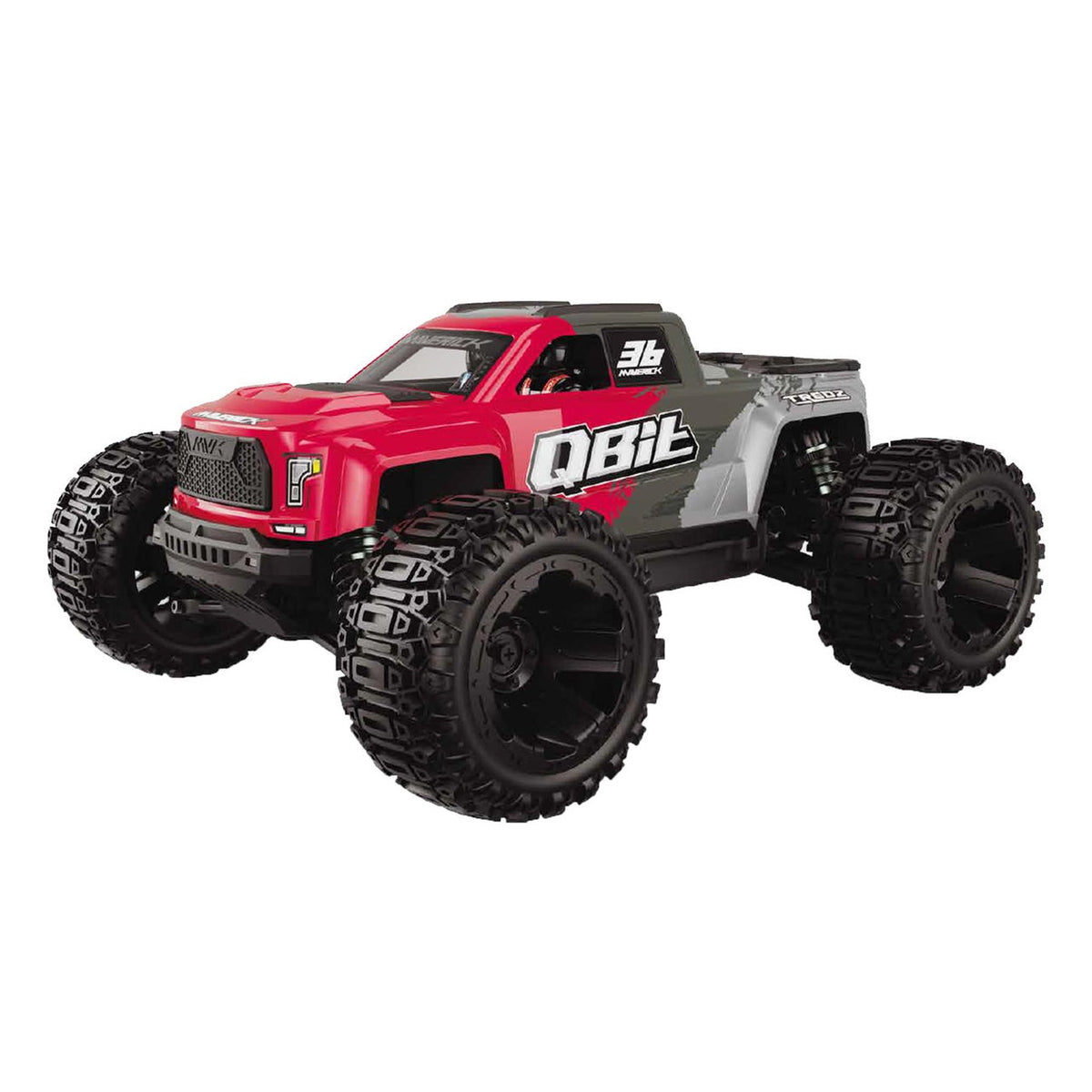 Maverick QBit MT 1/16 4WD RTR Brushed Monster Truck (Red) w/2.4GHz Radio, Battery & Charger