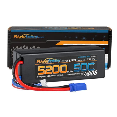 Power Hobby - 4S 14.8 5200mAh 50C LiPo Battery with EC5 Plug, Hard Case LCG - PHB4S520050CLCGEC5