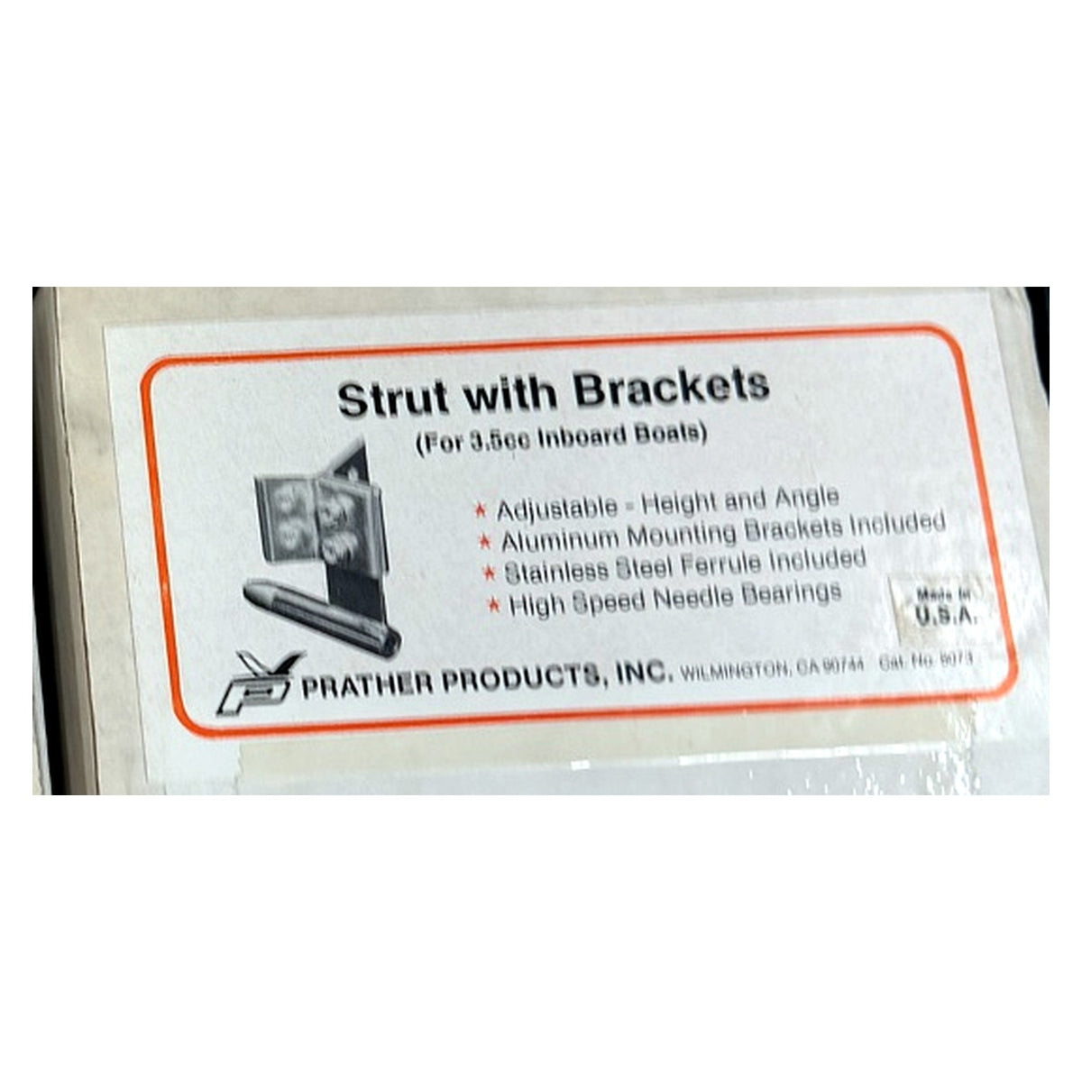 Prather PRA8073 strut box label - Strut with Brackets for 3.5cc inboard boats