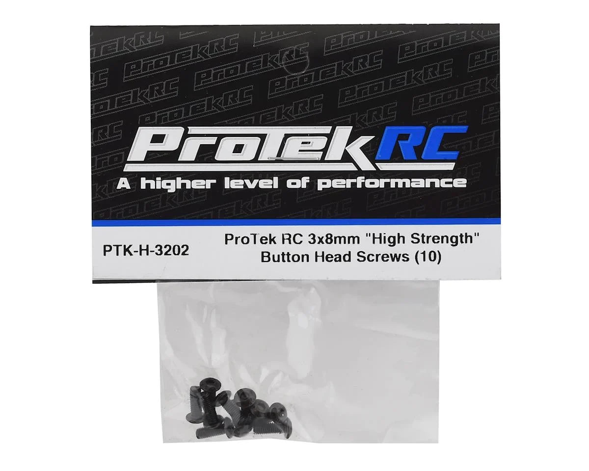ProTek RC 3x8mm "High Strength" Button Head Screws (10) - PTK-H-3202