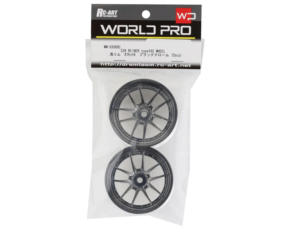 RC Art SSR Reiner Type 10S 5-Split Spoke Drift Wheels (Black Chrome) (2) (6mm Offset) w/12mm Hex - RCA-ART-WW-0306BC