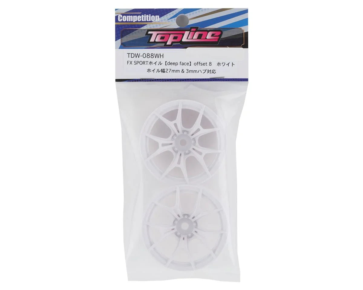 Topline FX Sport Multi-Spoke Drift Wheels (White) (2) (8mm Offset) w/12mm Hex - TDW-088WH