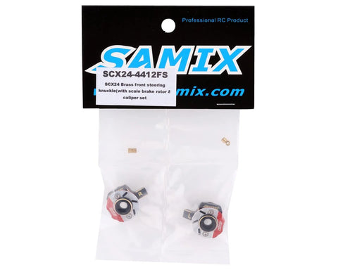 SAMSCX24-4412FS Samix SCX24 Brass Heavy Steering Knuckle Set w/Brake Rotor