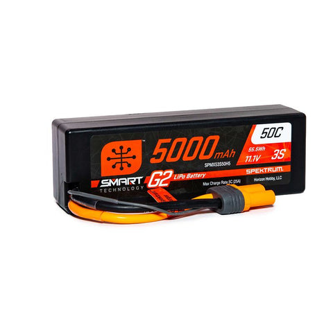 11.1V 5000mAh 3S 50C Smart G2 Hardcase LiPo Battery IC5 - SPMX53S50H5