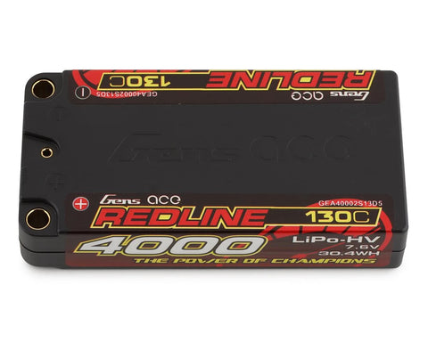 Gens Ace Redline 2S LiHV LiPo LCG Battery 130C (7.6V/4000mAh) w/5mm Bullets - GEA40002S13D5