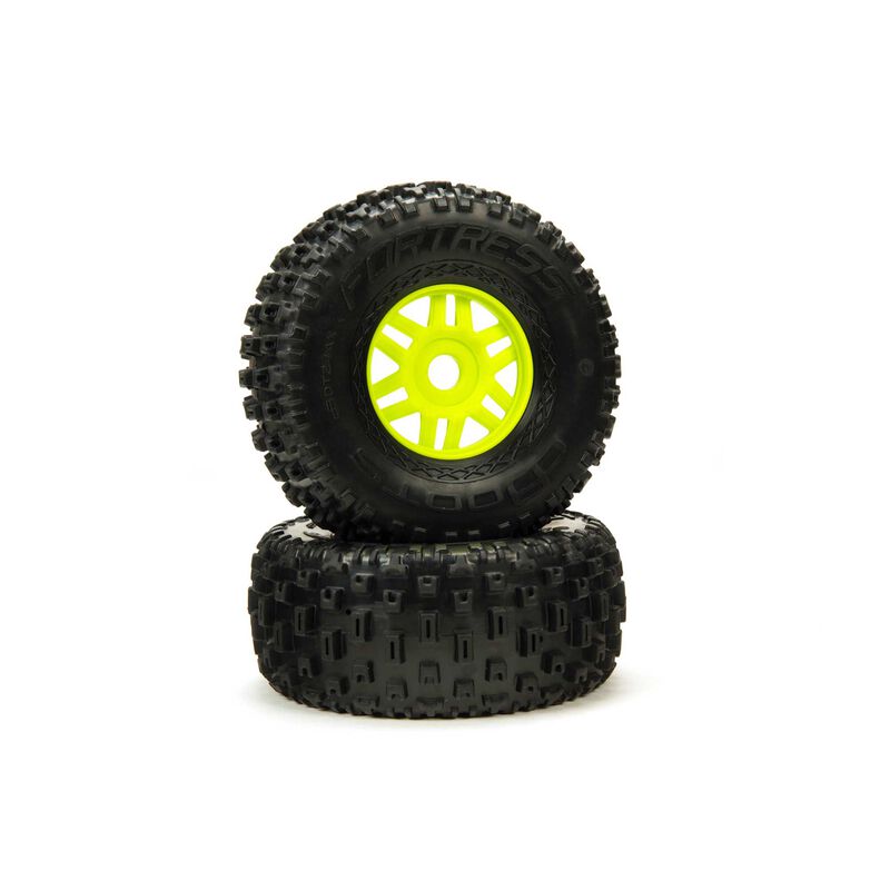 1/8 dBoots Fortress Front/Rear 2.4/3.3 Pre-Mounted Tires, 17mm Hex, Green (2) - ARA550068
