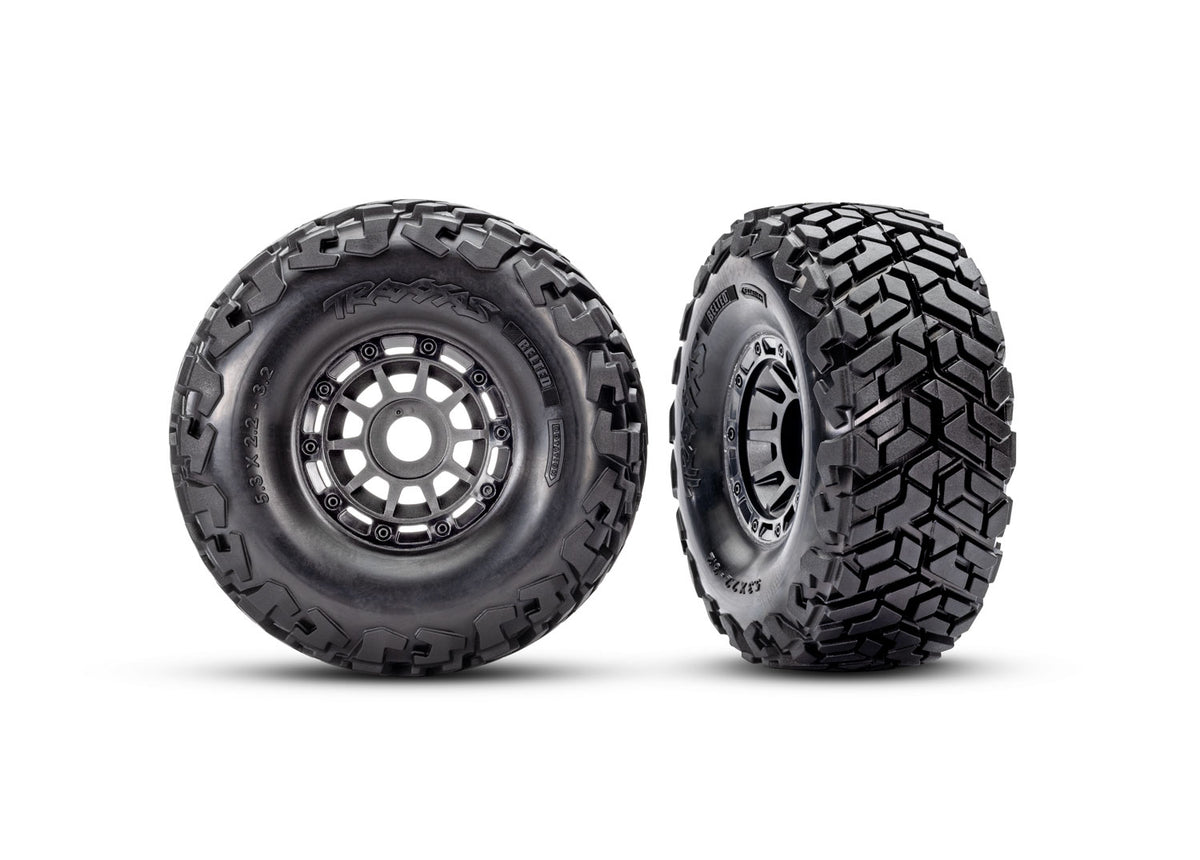 Traxxas Gray Wheels w/ Maxx SC Belted Tires (2)