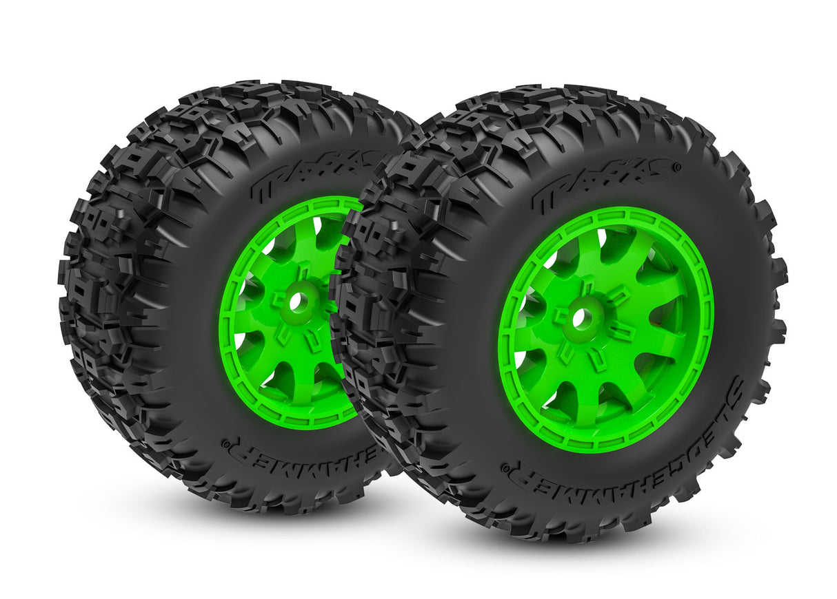 Traxxas Green Front Wheels w/ Sledgehammer Tires (2)