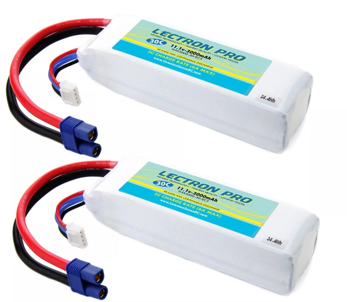 LECTRON PRO 11.1V 3000MAH 30C LIPO BATTERY WITH EC3 CONNECTOR FOR E-FLITE & PARKZONE PLANES