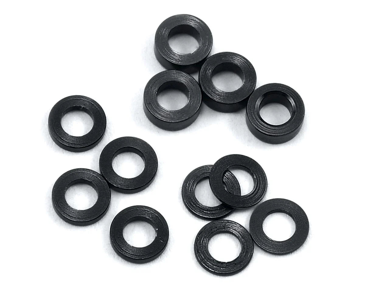 PTK-8370 ProTek RC Aluminum Ball Stud Washer Set (Black) (12) (0.5mm, 1.0mm & 2.0mm)
