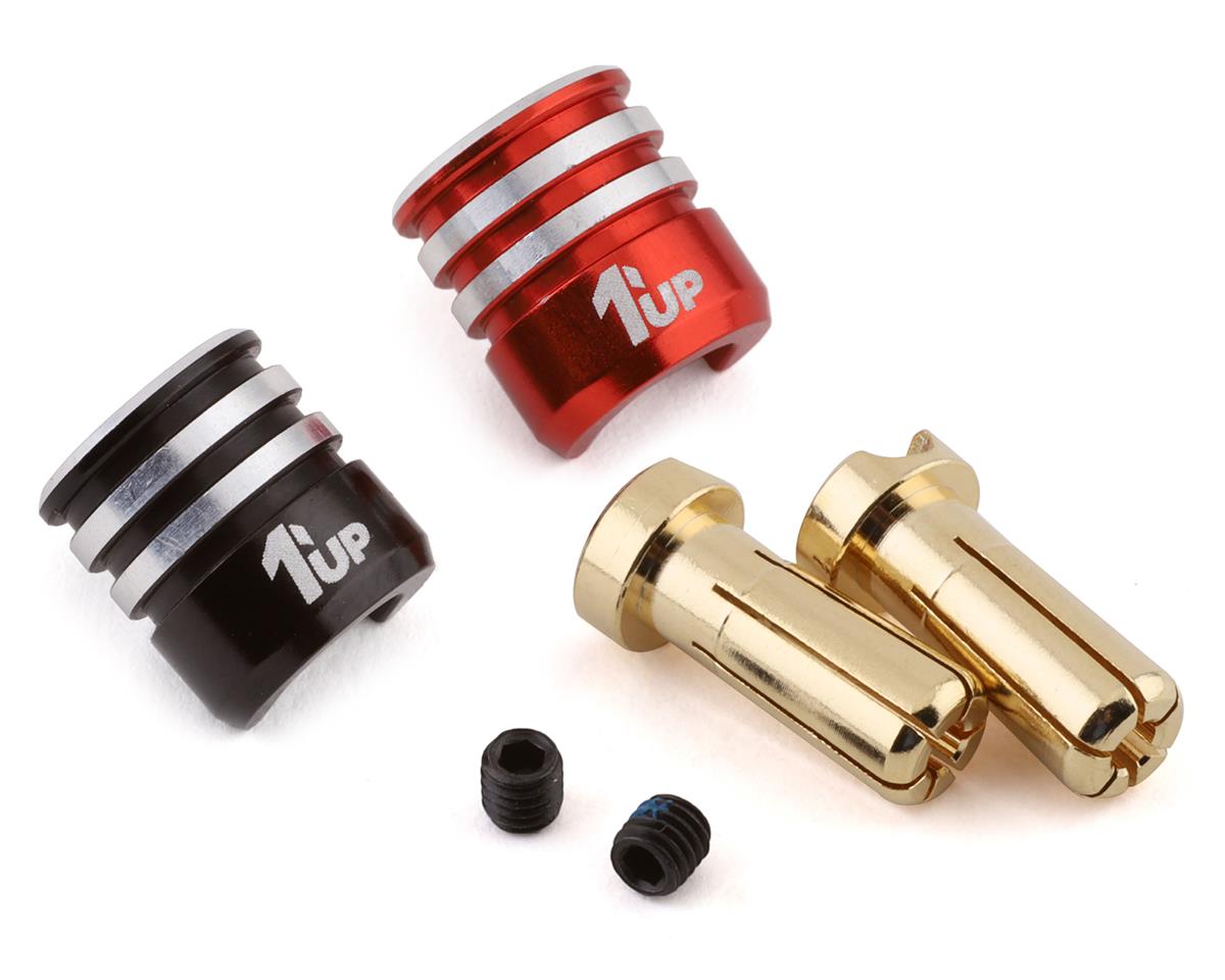 1UP Racing Heatsink Bullet Plug Grips w/5mm Bullets (Black/Red) - 1UP190436