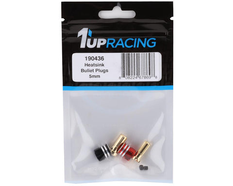 1UP Racing Heatsink Bullet Plug Grips w/5mm Bullets (Black/Red) - 1UP190436