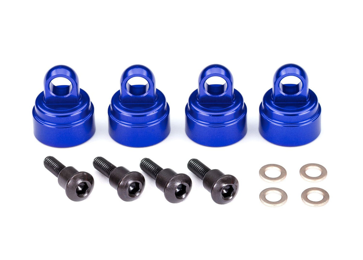 Aluminum Shock Caps, Blue (4): Ultra Shocks (TRA3767A)