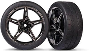 Tires & wheels, assembled, glued (split-spoke black chrome wheels - 9370 - 9370