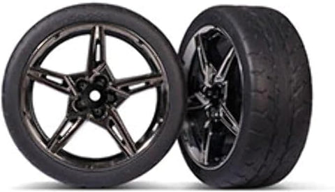 Tires & wheels, assembled, glued (split-spoke black chrome wheels - 9370