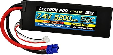 LECTRON PRO 7.4V 5200MAH 50C LIPO BATTERY WITH EC5 CONNECTOR FOR 1/10TH SCALE CARS AND TRUCKS