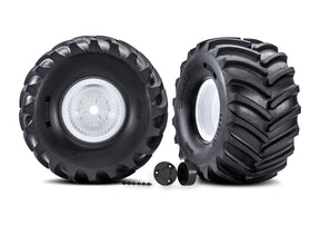 Traxxas White X-Monster Wheels w/ Terra Groove Tires (2) - 7689