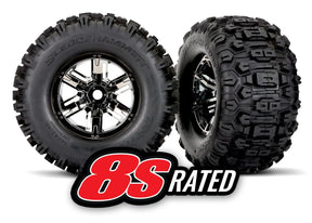 Traxxas - T&W Black Chrome Wheel SLDHMR Tire L&R - 7774A