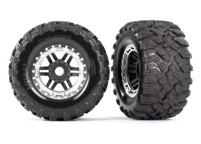 Traxxas Maxx 2.8" Black & Chrome Wheels & Maxx MT Tires (2) - 8972X